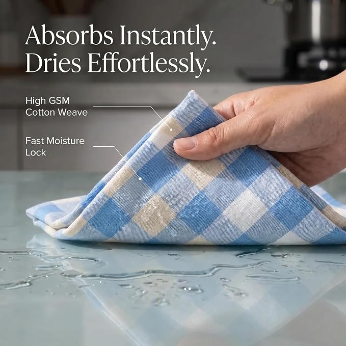 Urban Villa Kitchen Towels Cotton Dish Towels 20”x30” (Set of 6) Bluesand