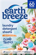 Earth Breeze Laundry Detergent Sheets Island Tropics - 60 Loads - Eco Laundry Sheets - Travel Laundry Soap Sheets for Hot & Cold Cycles - Tackles Tough Stains & Odors - Gentle on Skin, 30 Ct