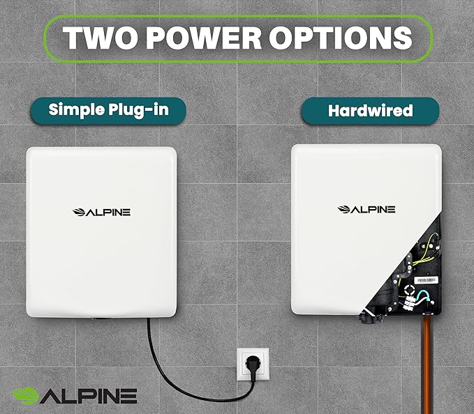 Alpine Commercial Hand Dryer with HEPA Filter, 8 Seconds Extreme Speed Electric Hand Dryer for Home Bathroom/Restaurant with Heat & Speed Control - ADA Compliant (120V White)