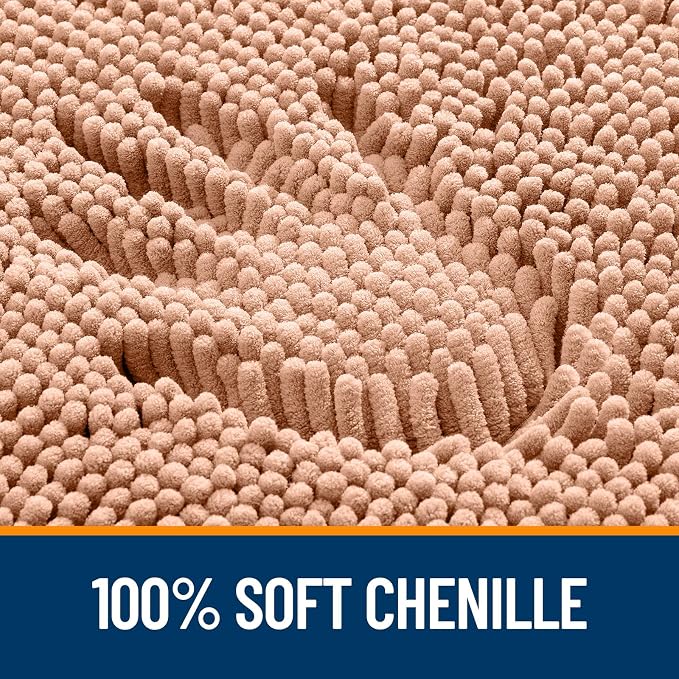 OLANLY Bathroom Runner Rugs 47x20, Extra Soft Absorbent Chenille Bath Rugs, Rubber Backing Quick Dry, Machine Washable Long Bath Mats for Bathroom Floor, Tub and Shower, Home Decor Accessories, Peach