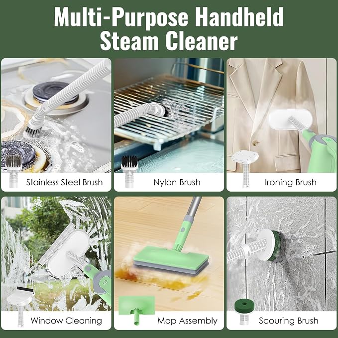FEPPO Steam Mop & Detachable Handheld Steam Cleaner for Home and Floor Cleaning, 15s Heat-Up, 230°F Floor Steamer for Deep Cleaning with Multi-purpose Attachments Hardwood Floors, Tile,Grout,Furniture