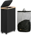 iEGrow 75L Slim Laundry Hamper with Wheels,Clothes Hamper for Laundry,Laundry Basket with Lid & Inner Bag,for Laundry Room, Bedroom, Dormitory Organization,Black