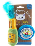 Haute Diggity Kitty Clicquot Champagne & Caviar Set, Plush Cat Toys Catnip Filled with Interactive Crackle Sound, Safe, Durable Toys for Cat & Kitten, 2 Pcs