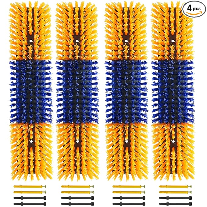 Livestock Scratch Brush With 16 Screws，Animal Back Scratching Brush for Cow,Cattle,Sheep, Horses,Pigs，Massage Grooming Tool(Yellow, 4pcs)