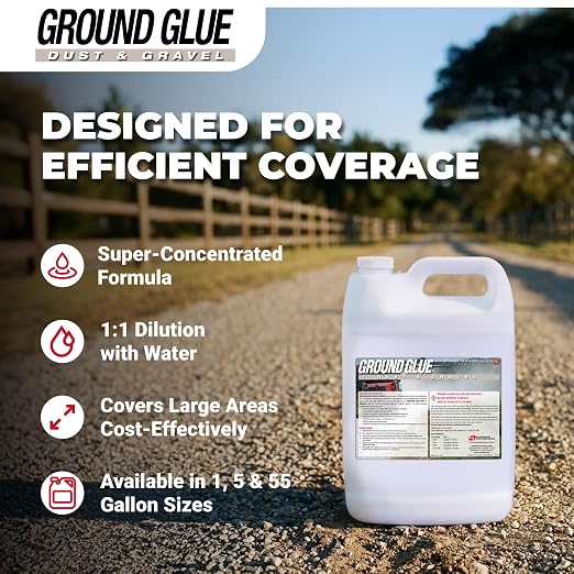 Corrosion Technologies Ground Glue Dust & Gravel, 55 Gallon | Dust Control Binder for Paths, Ranch & ATV Trails, Super Concentrated Formula for Outdoor Soil & Rock Stabilization
