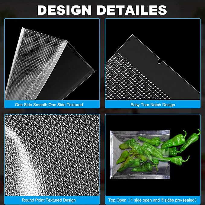 CANLENPK 6.7×9.8 Inch Vacuum Sealer Bags,Food Storage Bag,Seal Meal Snack Fruit Nut,Boil Steam Heat Freeze,Commercial Grade Heavy Duty Sealable Bags (Transparent)