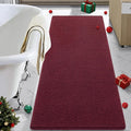 LOCHAS Luxury Bathroom Rug Shaggy Bath Mat 24 x 60 Inch, Burgundy | Washable Non Slip Bath Rugs for Bathroom Shower, Soft Plush Chenille Absorbent Carpets