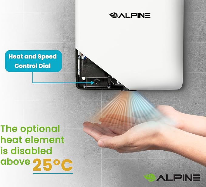 Alpine Commercial Hand Dryer with HEPA Filter, 8 Seconds Extreme Speed Electric Hand Dryer for Home Bathroom/Restaurant with Heat & Speed Control - ADA Compliant (120V White)