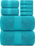 White Classic Luxury Bath Towel Set of 8 Pieces - 100% Turkish Cotton Highly Absorbent Towels for Bathroom, 2 Luxury Bath Towels 700GSM, 2 Hand Towels, 4 Washcloths, Aqua