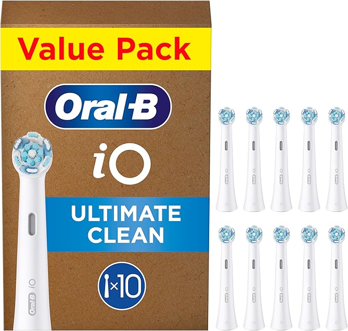 Oral-B iO Series Ultimate Clean, Original Replacement Round Brush Heads, with Crisscross Bristles for Advanced Deep Cleaning and Plaque Removal, Designed for Oral-B iO Electric Toothbrushes, 10