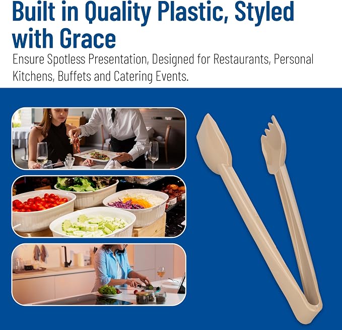 Carlisle FoodService Products 460606 Carly Salad Tong, 6" Salad Tong, Beige (12 Pack)