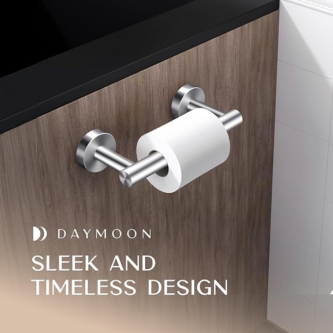 Day Moon™ - Toilet Paper Holder - Modern Roll Holder for Bathroom - 1 Pack - Wall Mount - Classic, Brushed Nickel
