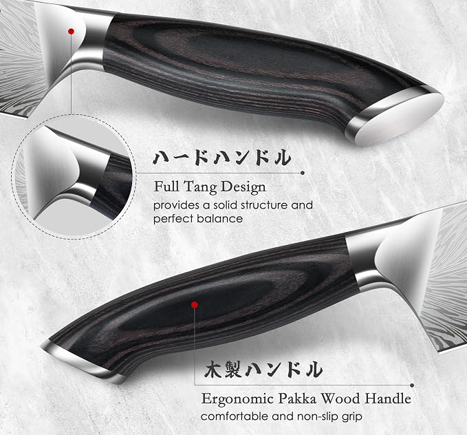 5PCS Knife Set, Kitchen Knife Sets in Powder Steel | Ultra Sharp Japanese Knives Set High Carbon Steel Chef Knives Sets, Cooking Knives Set with Ergonomic Pakkawood Handle
