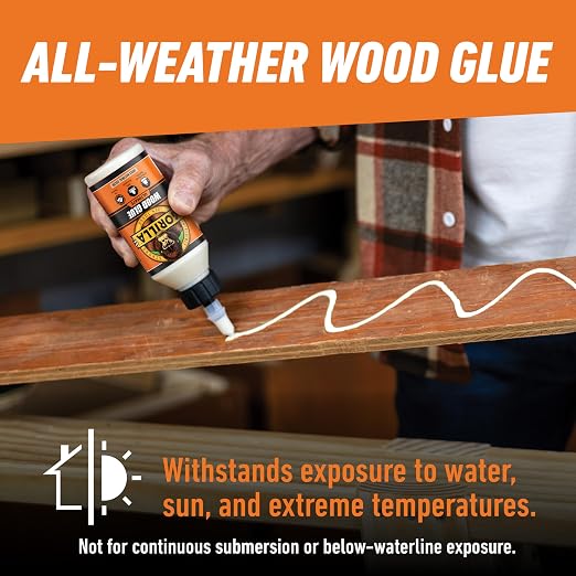 Gorilla Ultimate Waterproof Wood Glue, Natural Wood Color, 8 Ounce (Pack of 1) - Waterproof for Indoor or Outdoor Projects and Repairs