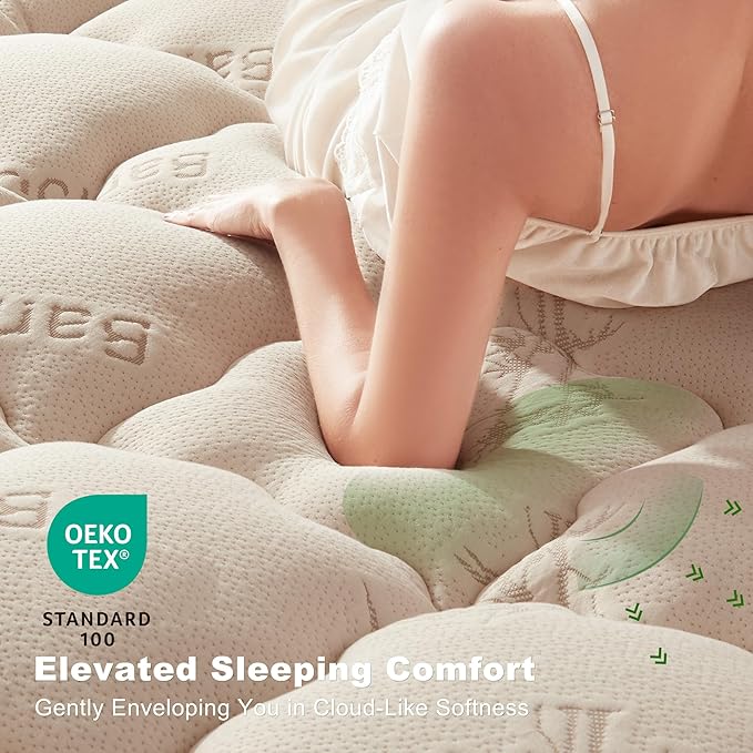 BEDLORE King Mattress Topper Viscose Derived from Bamboo, Thick Pillow Top Mattress Pad with Stretchable Pockets for 6"-18" Mattress, Soft Breathable Mattress Topper for Back Pain Relief(Beige)
