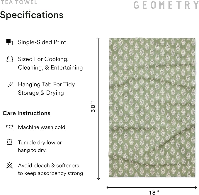GEOMETRY Kitchen Tea Towels - Quick Dry Microfiber Dish Towels for Kitchen - Henley - 18" x 30" - 1 Pack