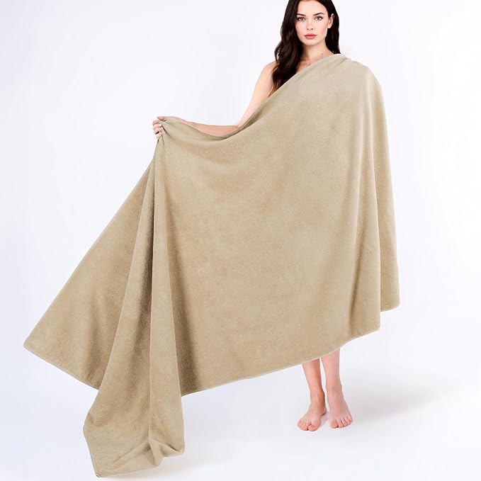 Cotton Paradise 100% Cotton Turkish Towel, Soft Absorbent Quick Dry, 40x80 Oversized Bath Sheet Towel, Beige