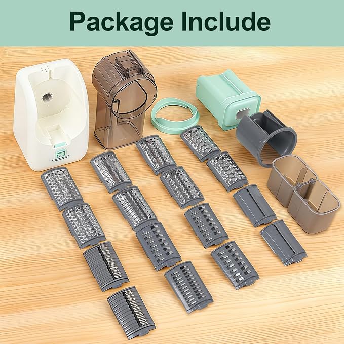 Upgraded 8-in-1 Electric Cheese Grater & Electric Cheese Shredder with 8 Interchangeable Blades for Cheese, Vegetables, Fruits and Nuts