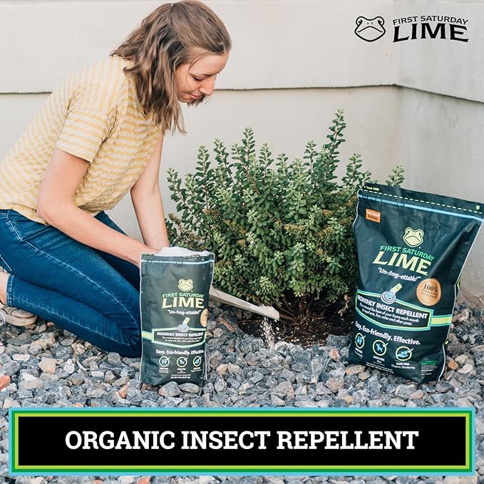 First Saturday Lime Insect Deterrent 20LB | Monthly Insect Barrier | Multi-Purpose Natural Repellent for Outdoors | Deters Ants, Ticks, Fleas & Others