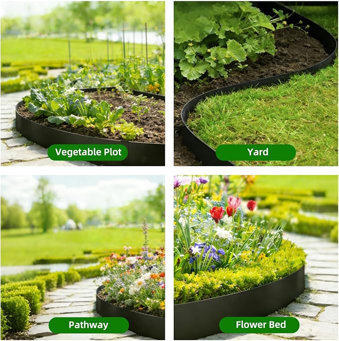 12 Pack Galvanized Steel Landscape Lawn Edging, 40" X 8" Metal Landscape Edging Border with 12 Clips, Metal Garden Edging Border, Metal Edging for Landscaping, Garden, Yard, Pathway(40Ft Total)