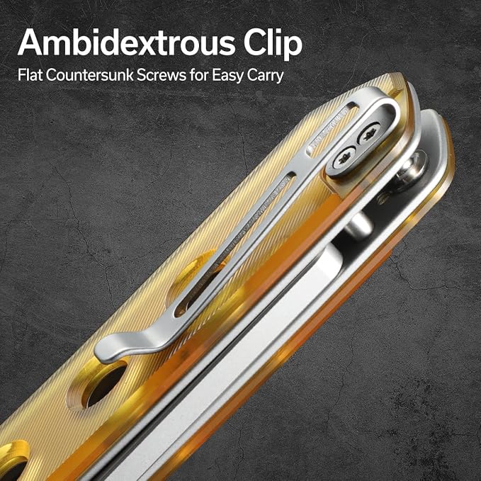 CIVIVI Vision FG Pocket Knife, 3.54" Nitro-V Reverse Tanto Blade C22036-5 | Superlock Folding Knife with Ultem Handle, Reversible Ambidextrous Clip for EDC Camping Hiking