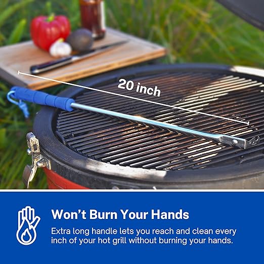 Premium Grill Scraper for Outdoor Grill with Round Grates - Bristle Free Grill Brush for Outdoor Grill - BBQ Grill Grate Cleaner Cleans Top and Bottom of Grill Without Lifting Grates