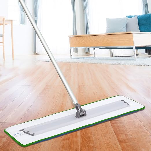 CleanAide All Purpose Super Absorbent Mega Microfiber Mop Pads for 24" Mop Plate, Machine Washable, Traps Dust, Dirt & Pet Hair, Reusable for Home & Commercial Cleaning, 28"x8", 6-Pack, Green