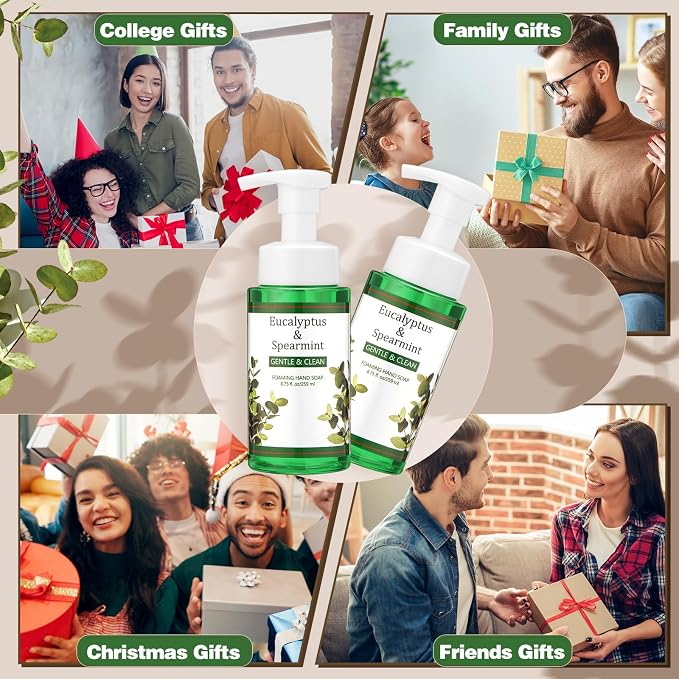 6 Pack Eucalyptus Mint Foaming Hand Soap with Pump Care Moisturizing Liquid Gentle Scented Foam Hand Wash 2026 New Year Gifts for Kitchen Bathroom Family Teacher Staff 8.75 Fl. oz