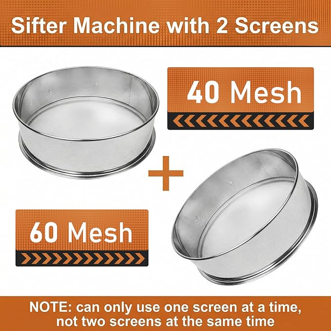 Sidasu Automatic Vibrating Sieve Shaker – 40 Mesh + 60 Mesh Flour Sifter, Electric 110V 55W Sifter Machine for Flours, Herbal Powder