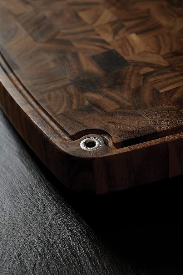 Ironwood Acacia Wood Cutting Board With Juice Channel, Carolina Prep Board | Large 18" x 18" x 3" Cutting Board | Beautiful Acacia Wood End Grain Construction | 3 Inch Thick Butcher Block Cutting Board