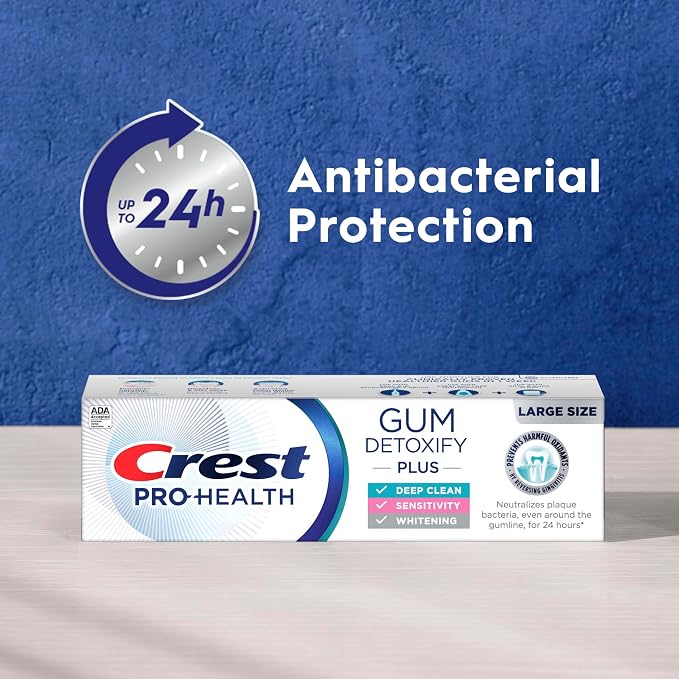 Crest Pro-Health Gum Detoxify Plus Toothpaste 4.5 oz Pack of 24 - Antibacterial Fluoride Toothpaste, Sensitivity Protection, Whitens Teeth, Anticavity, Plaque Control