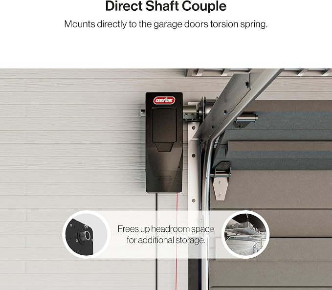Genie 6072H-B Wall Mount Garage Door Opener with Battery Backup, Wall Mounted & Space Saving | Ultra-Quiet, Compact Space Saving Design, Battery Backup, Wireless Wall Console, 1 Remote, Operates During Power Outages
