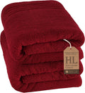 Hawmam Linen Jumbo Large Bath Sheets Towels 2 Pack Soft and Absorbent, Premium Quality 100% Cotton Towels (Red, Bath Sheet)