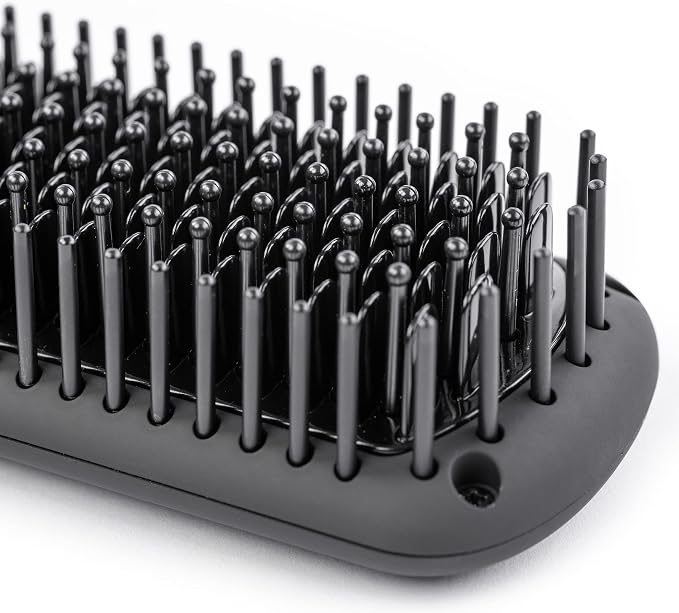 L'ANGE HAIR Le Vite Straightening Brush | Heated Hair Tool for Smoother, Frizz-Controlled Look | Dual-Voltage Hot Brush Straightener for Effortless Styling & Shine | Ceramic Standard Size (Black)
