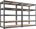 REIBII 2 Pack Garage Shelving, 2400LBS Each,Heavy Duty Storage Shelves | For Basement Pantry Workshop,36"W x 16"D x 72"H Each,5 Tier Freestanding Metal Shelving,1.4mm Rolled-Edge Posts,Adjustable