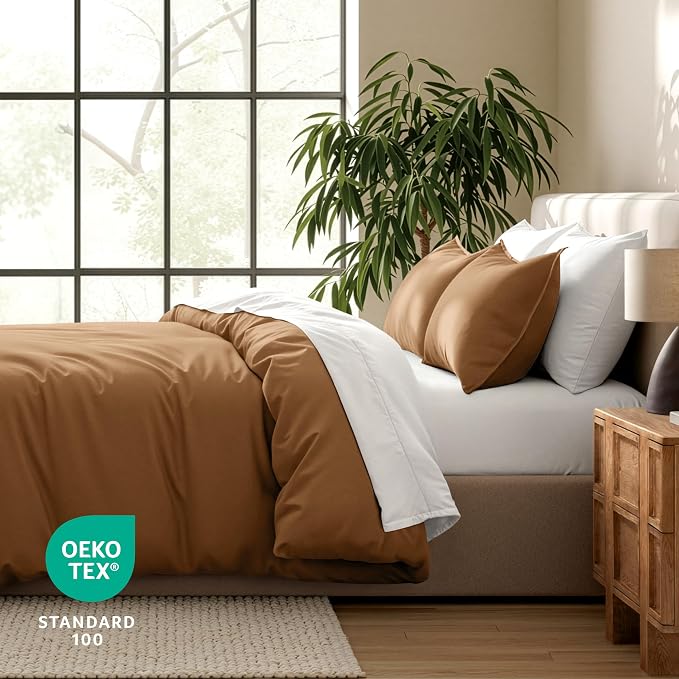 Bare Home Bedding Duvet Cover King Size - Premium 1800 Super Soft Collection - Lightweight, Cooling - Soft Breathable Bedding Duvet Cover (King, Caramel)