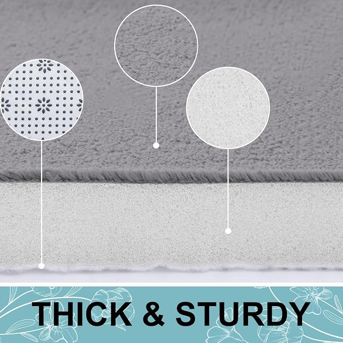 Smiry Memory Foam Bath Mat 30x20, Extra Soft and Absorbent Bathroom Mats, Non Slip Washable Carpet for Floor, Shower and Tub, Medium Grey