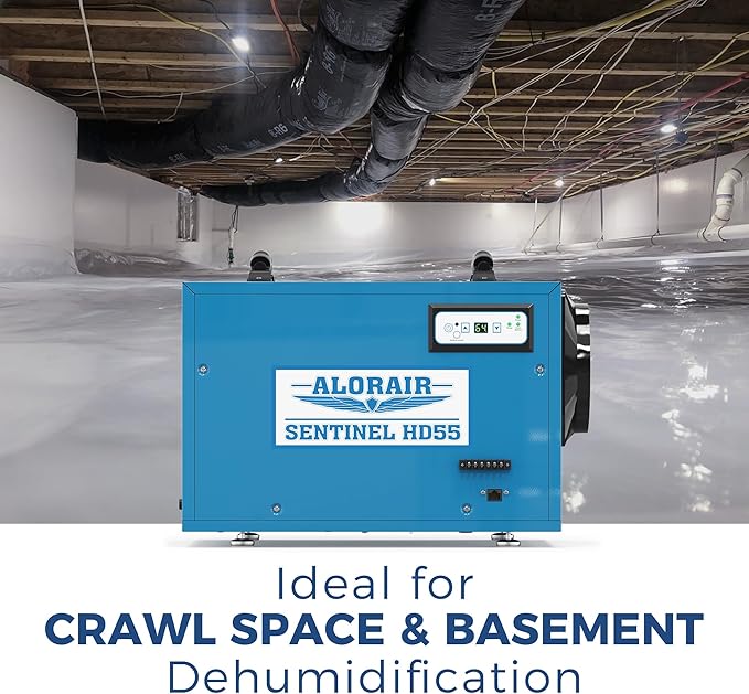 ALORAIR Commercial Dehumidifier 113 Pint, with drain Hose for Crawl Spaces, Basements, Industry Water Damage Unit, Compact, Portable, Auto Defrost, Memory Starting, 6 Years Warranty, Sentinel HD55