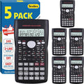 5 Pack Scientific Calculators, 2-Line Large Screen Display 240 Functions Scientific Calculators for Students, Math Algebra Fraction Calculator for High School College School