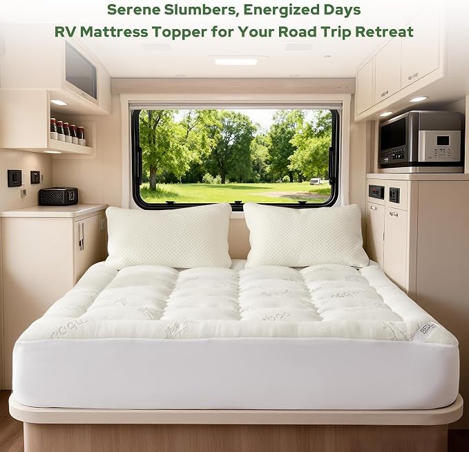 BEDLORE RV Queen Mattress Topper Viscose Derived from Bamboo,Pillow Top Mattress Pad with Stretchable Pockets for 6-18 inches Mattress, Soft Breathable Mattress Topper for Back Pain Relief