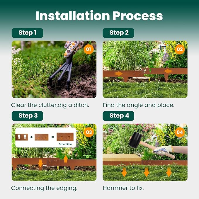 Corten Steel Landscape Edging 4.5 Inch Depth Steel Landscaping Edging 40 Inch Strips 10 pcs Metal Garden Landscape Border Rusted Edge for Lawn Yard Outdoor Plant by GZGNEEVL