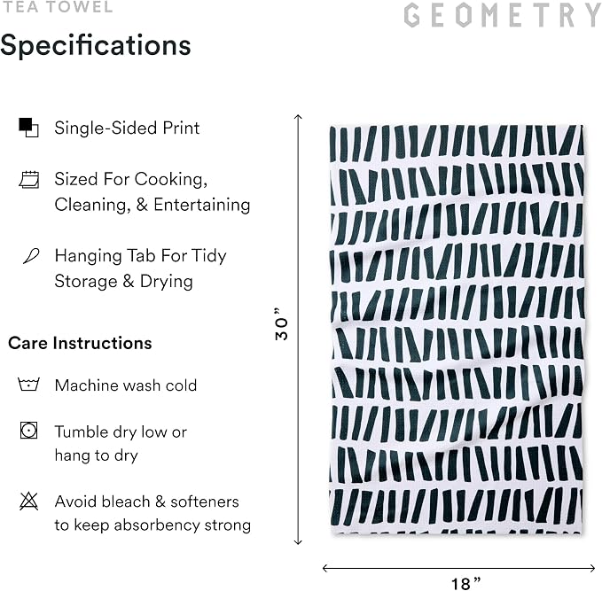 GEOMETRY Kitchen Tea Towels - Quick Dry Microfiber Dish Towels for Kitchen Linework, 18" x 30" 2 Pack