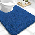 OLANLY Toilet Rugs U-Shaped 24x20, Extra Soft Absorbent Chenille Contour Bathroom Rugs for Toilet, Dry Quickly, Machine Washable, Non-Slip Bath Mat, Deep Navy Blue