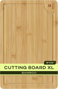 ROYAL CRAFT WOOD Wooden Cutting Boards for Kitchen Meal Prep & Serving - Bamboo Wood Serving Board Set with Deep Juice Groove Side Handles - Charcuterie & Chopping Butcher Block for Meat
