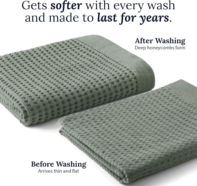 GILDEN TREE Waffle Bath Sheet Quick Dry Towel, Thin Luxury Bath Towels, Bath Sheets 40x80 Large Bath Towels, Modern Style (Stone)