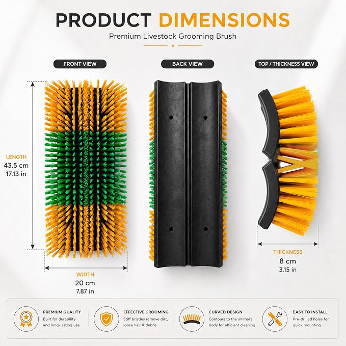 Livestock Scratching Brush 4 Pack for Itchy Coats, Goat and Horse Scratcher for Cows, Horses, Goats, Pigs and Donkeys, Mounts on Posts, Fences, Stalls and Tree Stumps