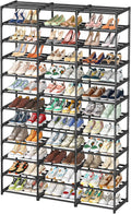 Ekisemio Shoe Rack Large Capacity 72 Pairs Tall Shoe Shelf, 3 Row 12 Tiers Sturdy Metal Shoe Organizer for Entryway, Closet, Bedroom, Black