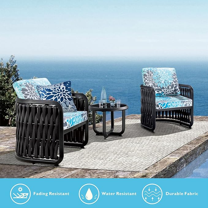 JMGBird Patio Chair Cushion Seat Cushion Chair Cushion Outdoor Chair Pads | 19x19 Outdoor Chair Cushions Set of 2 Waterproof Patio Seat Cushions with Ties Outdoor Cushions for patio furniture