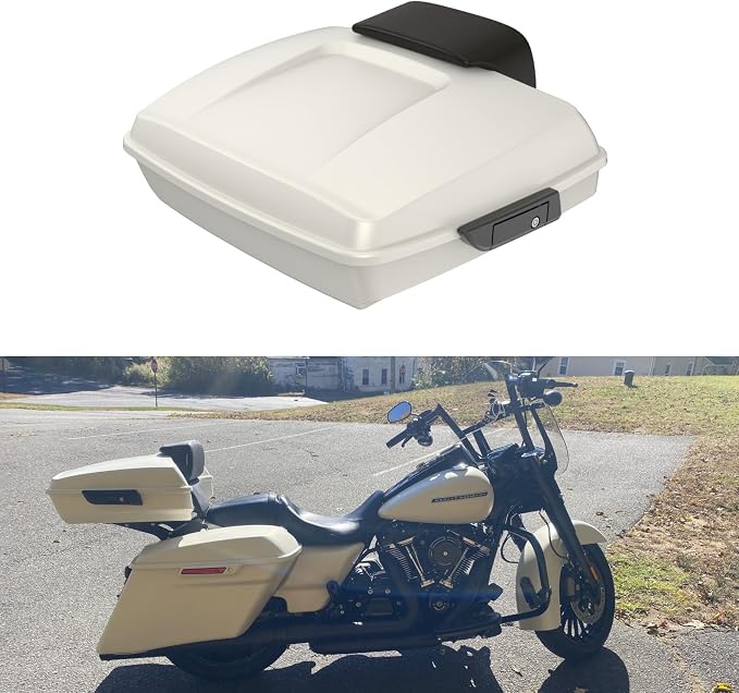 Advanblack Road Glide Tour Trunk Pack Bonneville Salt Denim Razor Tour Trunk Pack Backrest Pad for '97-'25 Harley Touring Road King Street Glide Electra Glide CVO models