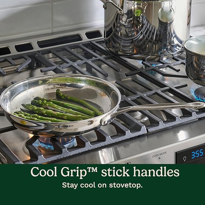 Cuisinart Chef’s Classic 11-Piece Stainless Steel Pots and Pans Set, Cookware Set Compatible with Induction, Electric, Gas Cooktops, Aluminum Core for Even Heat, Cool Grip Handles, Dishwasher Safe | Cuisinart stainless steel cookware set, dishwasher sa...